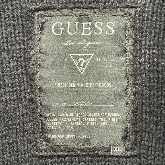 Chunky Guess Wool Blend Heavyweight Zip-Up Cardigan Sweater Black Gray XL - Picture 7 of 10